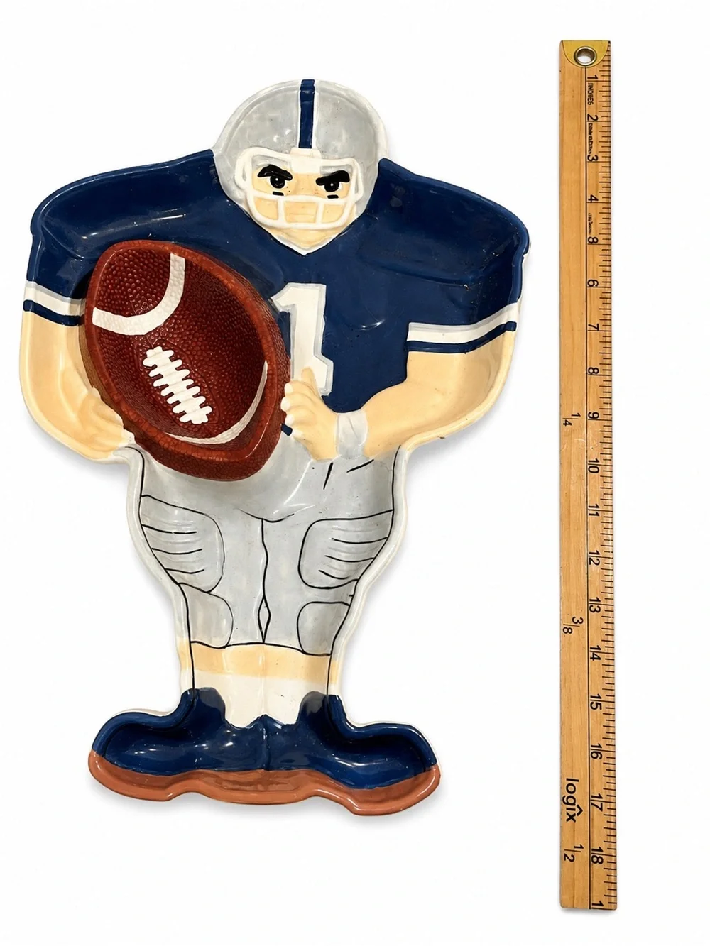 Vintage Boston Warehouse Football Player  Chip and Dip Dish